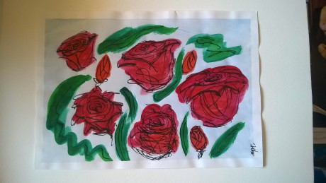 Růže_akvarel, 30x21