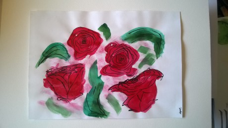Růže II_akvarel 30x21