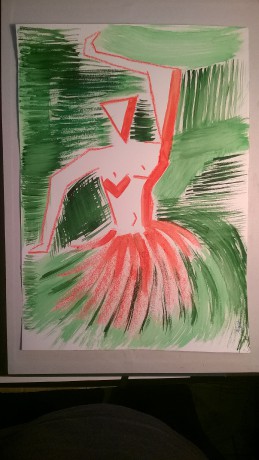 Tanečnice á la Špála II_akvarel, pastel, 30x42